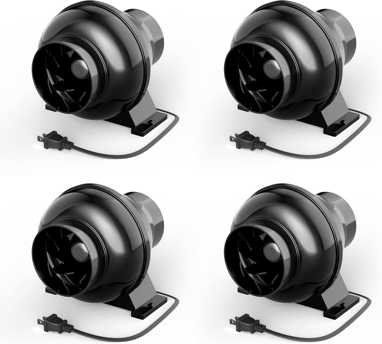 4 Inch 195 CFM Inline Duct Grow Tent Air Vent Exhaust Booster Blower for Hydroponic Ventilation Circulation, Attic, HVAC, Basements or Kitchens, Low Noise, 4'' Fan Quiet, New, Black