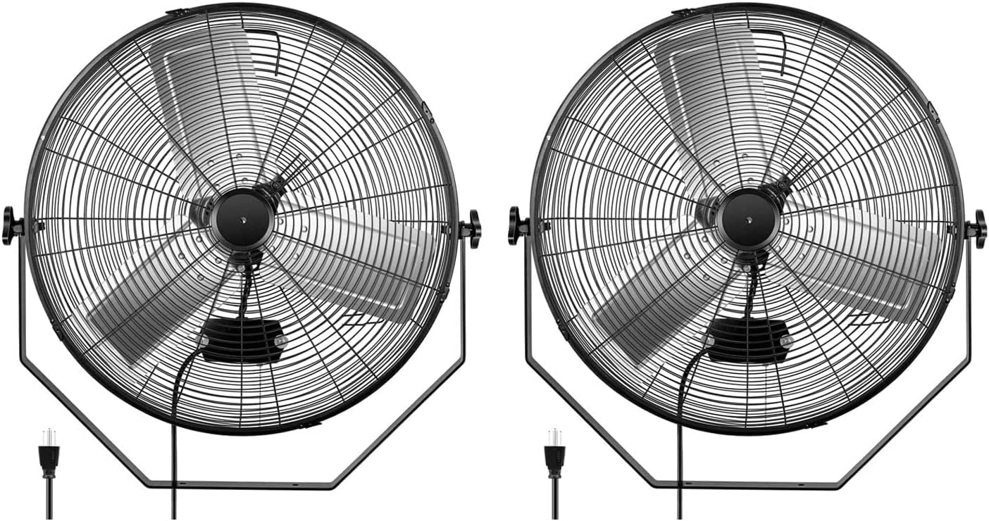 20/24 Inch High Velocity 3 Speed, Black Wall-Mount Fan