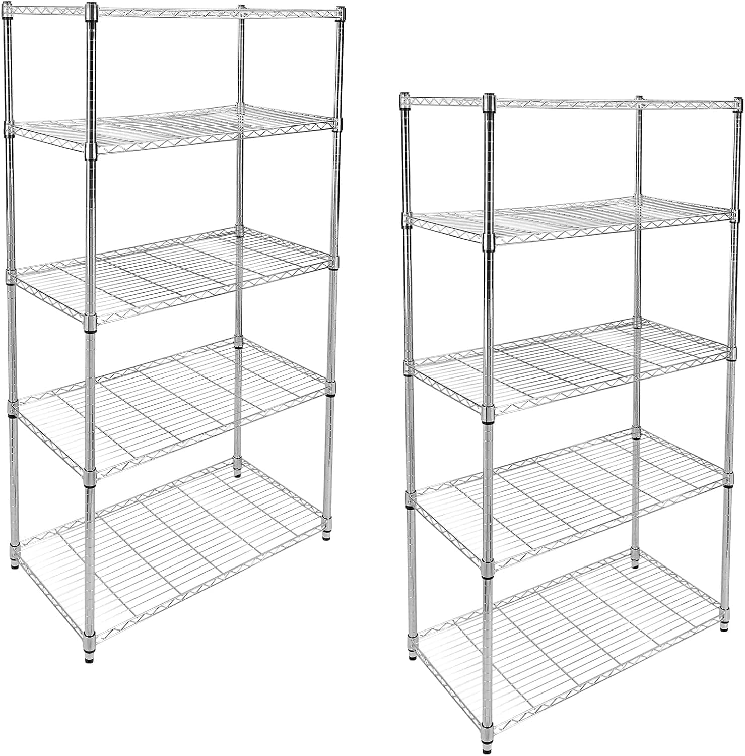 Heavy Duty Storage Shelves, Large Loading Capacity, Adjustable Shelving Unit with Wheels, Chrome