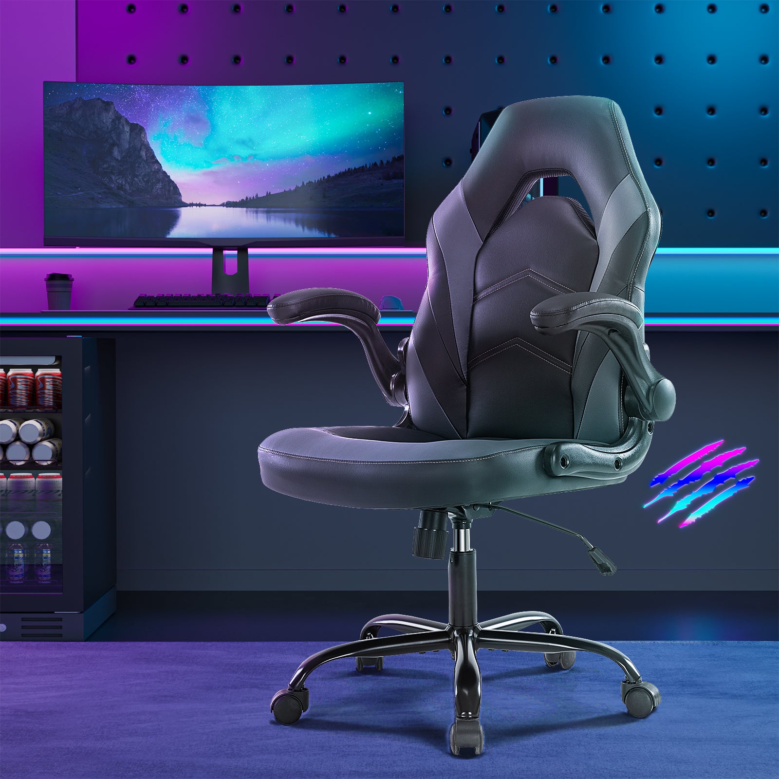 PU Leather Ergonomic Office Chair Swivel Computer Gaming Chair with Lumbar Support