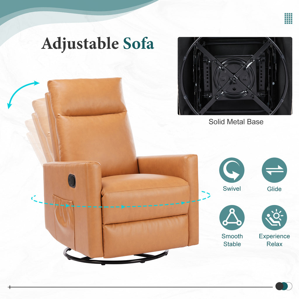 Swivel Recliner Chair, Glider Nursery Chair for Living Room with Extra Large Footrest, High Back, Upholstered Deep Seat