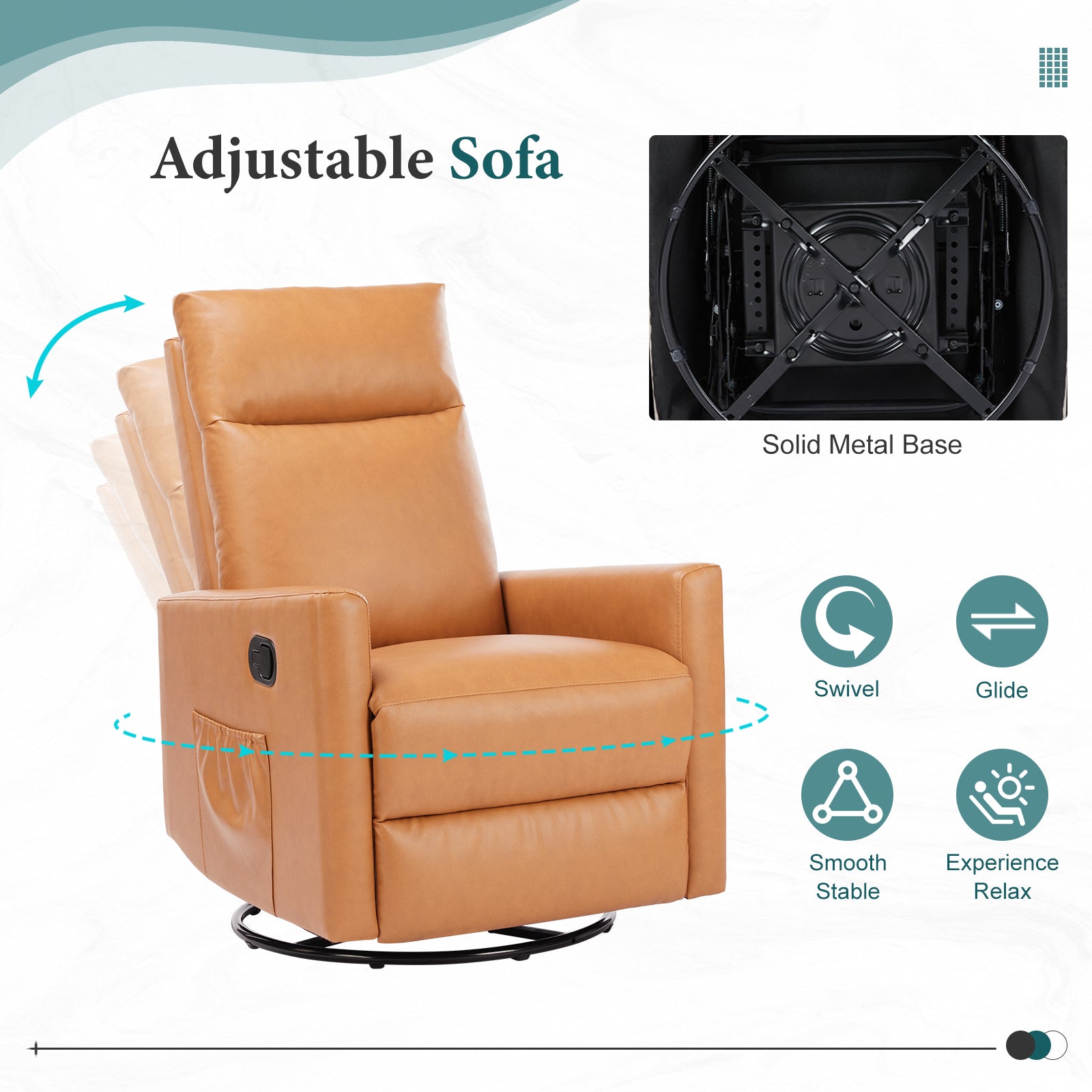 Swivel Recliner Chair, Glider Nursery Chair for Living Room with Extra Large Footrest, High Back, Upholstered Deep Seat