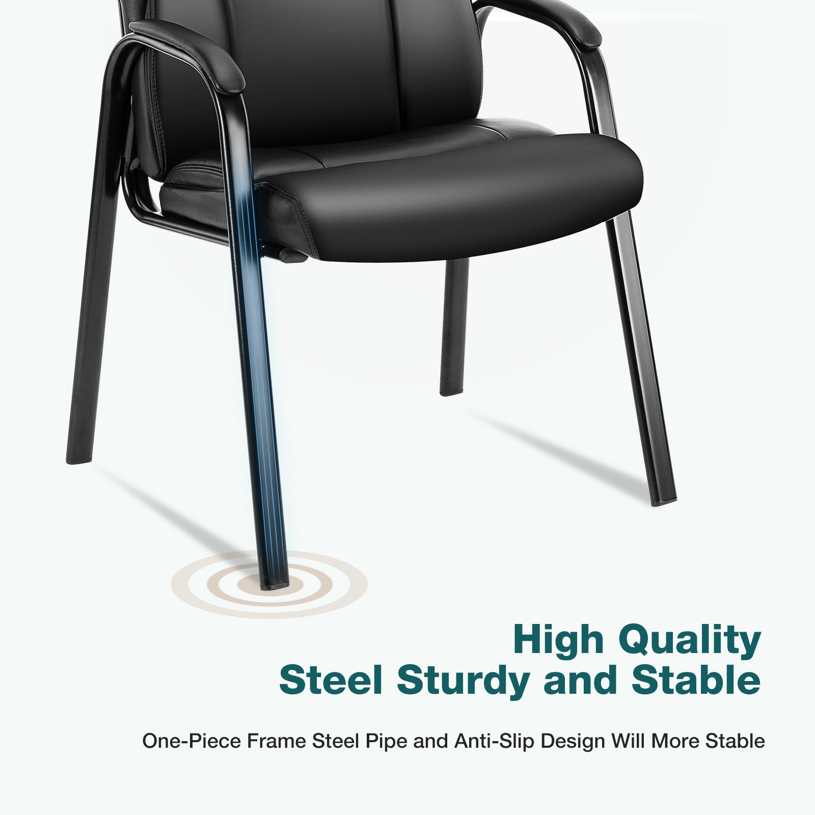 PU Leather Conference Room Reception Chairs with Padded Arms,No Wheels Executive Office Chair
