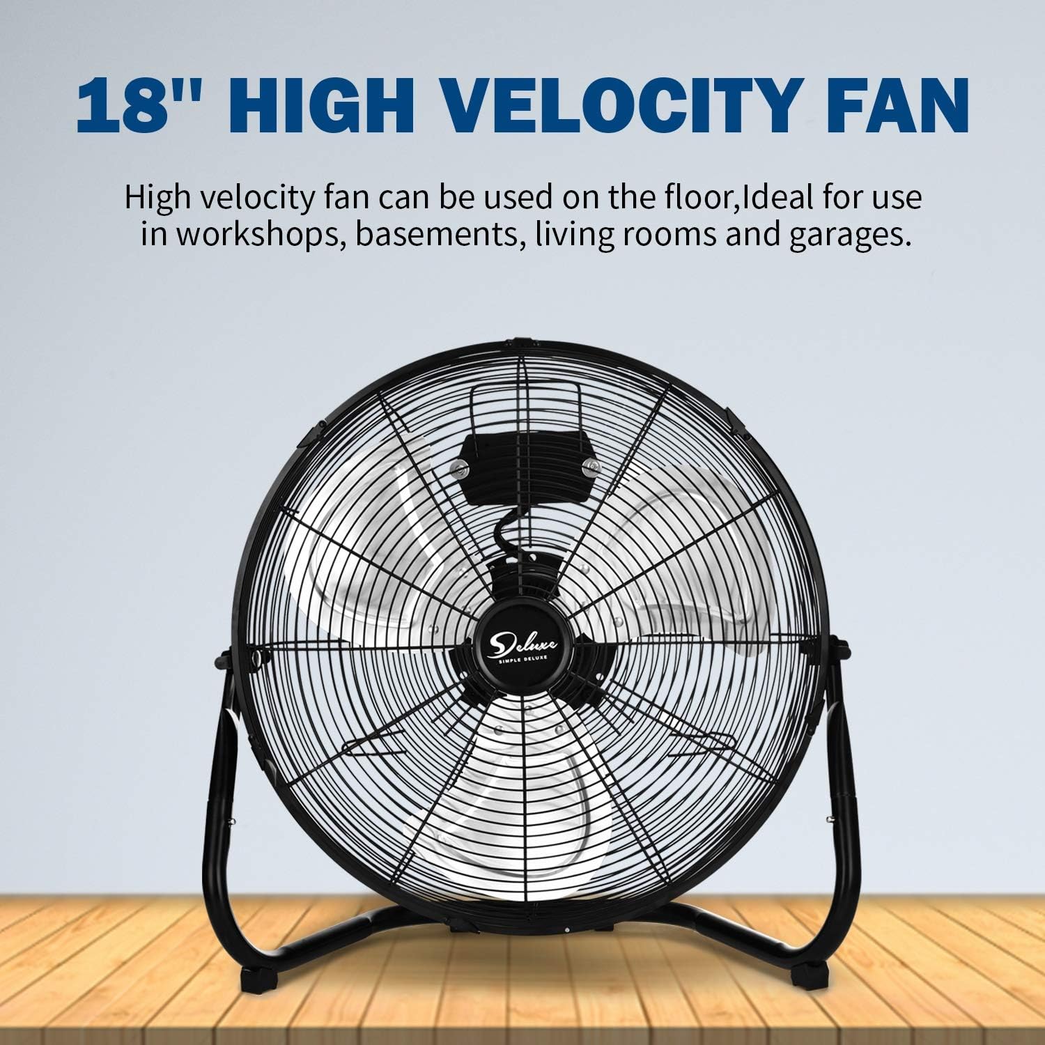 12/18/20 Inch 3-Speed High Velocity Heavy Duty Metal Industrial Floor Fans Quiet for Home, Commercial, Residential, and Greenhouse Use, Outdoor/Indoor, Black