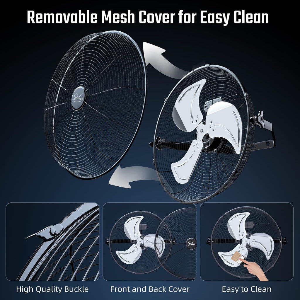 20/24 Inch High Velocity 3 Speed, Black Wall-Mount Fan