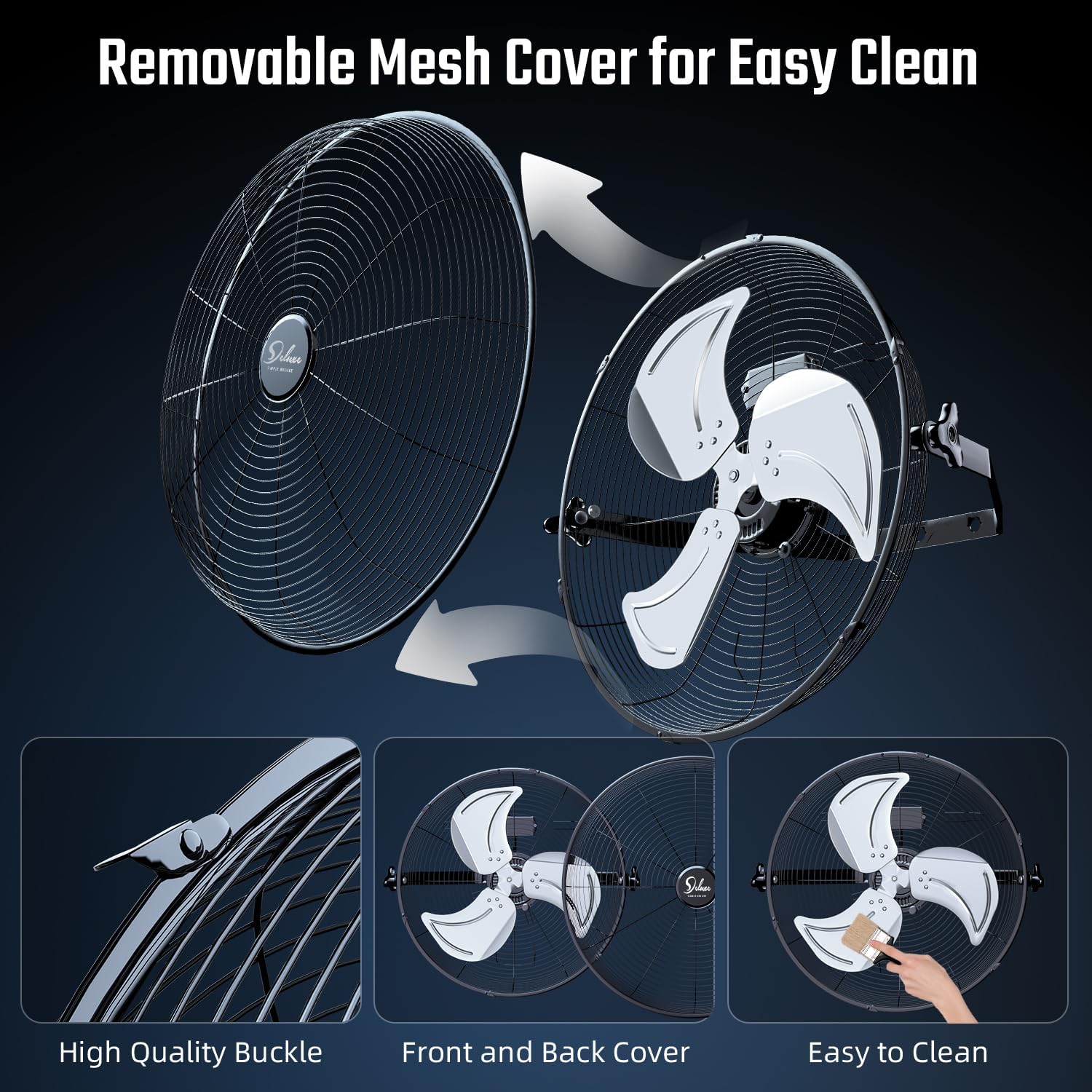 20/24 Inch High Velocity 3 Speed, Black Wall-Mount Fan