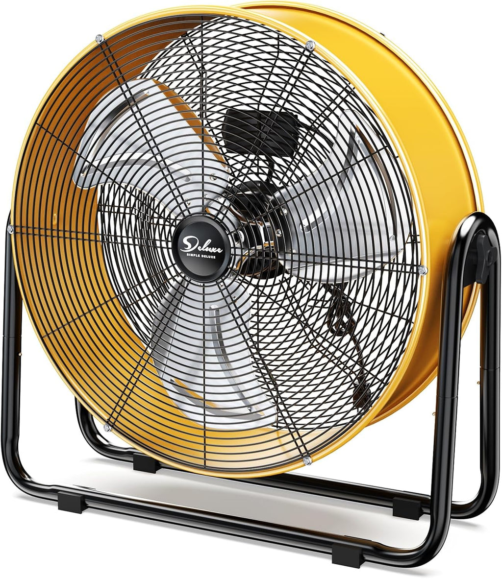 Quiocozy 24/30 Inch Heavy Duty Metal Industrial Drum Fan, 3 Speed Air Circulation for Warehouse,Workshop, Factory and Basement - High Velocity, Yellow