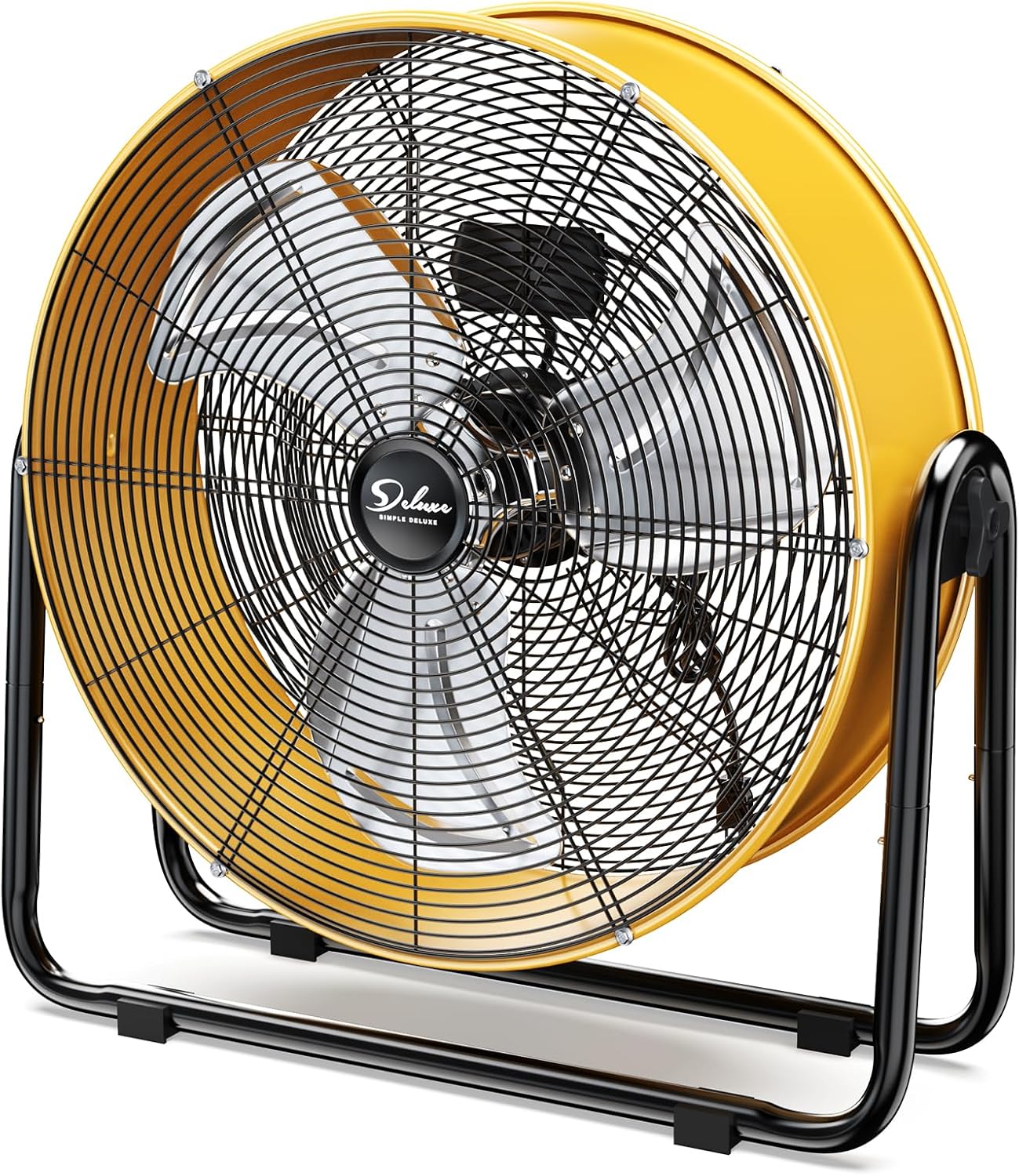 Quiocozy 24/30 Inch Heavy Duty Metal Industrial Drum Fan, 3 Speed Air Circulation for Warehouse,Workshop, Factory and Basement - High Velocity, Yellow