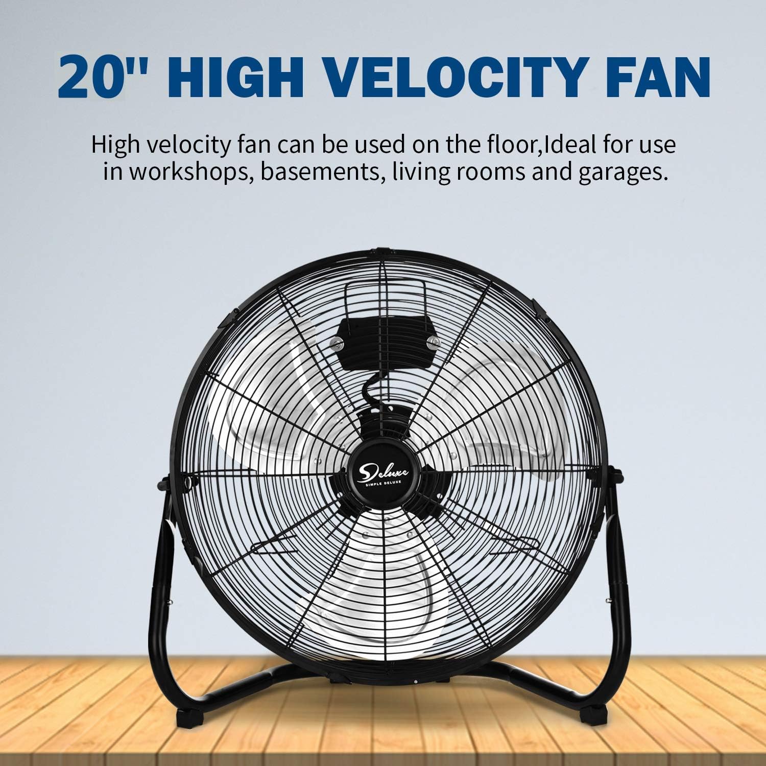 12/18/20 Inch 3-Speed High Velocity Heavy Duty Metal Industrial Floor Fans Quiet for Home, Commercial, Residential, and Greenhouse Use, Outdoor/Indoor, Black