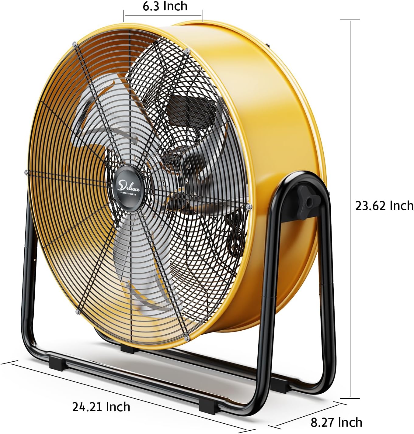 Quiocozy 24/30 Inch Heavy Duty Metal Industrial Drum Fan, 3 Speed Air Circulation for Warehouse,Workshop, Factory and Basement - High Velocity, Yellow