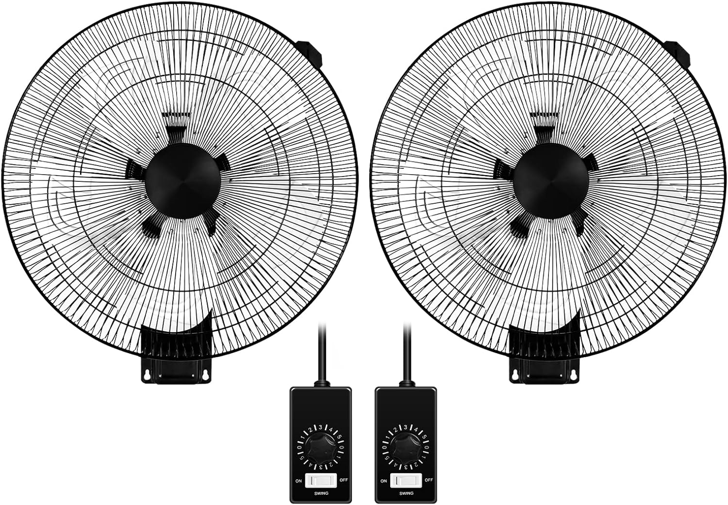 18 Inch Metal Wall Mount Fan, 90-Degree Oscillation, 5 Speed Adjustment