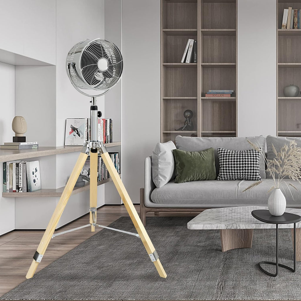 Tripod Pedestal Fan, 3 Speed Adjustment, Multiple Wide Angle Standing Fan, Suitable for Bedroom, Living Room and Office, Silver-10 Inch, 10 Inch
