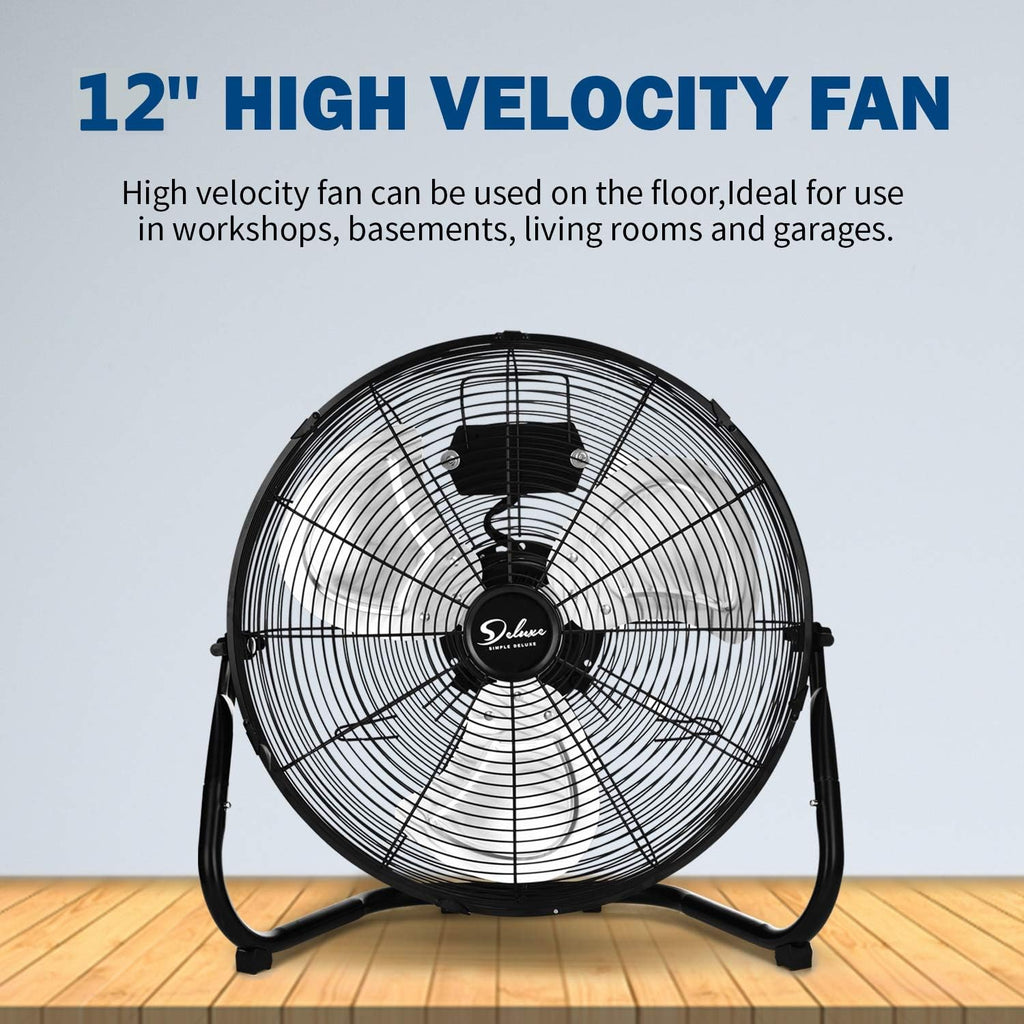 12/18/20 Inch 3-Speed High Velocity Heavy Duty Metal Industrial Floor Fans Quiet for Home, Commercial, Residential, and Greenhouse Use, Outdoor/Indoor, Black