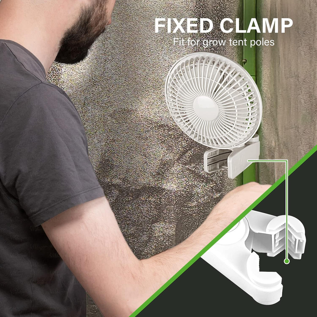 Clip Fan, 6 Inch Grow Tent Fan, Adjustable 90° Angles, 15W, 2-Speeds Control