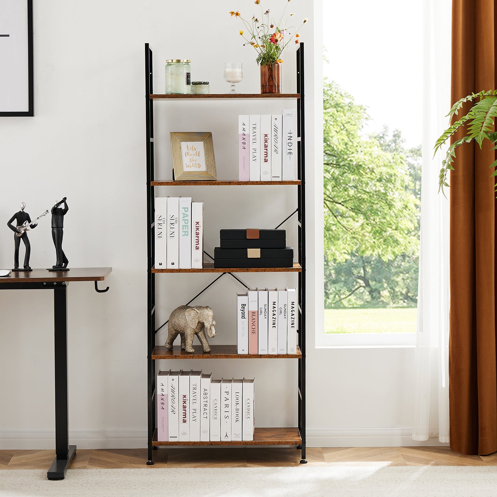 5 Tiers Bookshelf, Classically Modern Book Shelf, Book Rack, Storage Rack Shelves in Living Room/Home/Office