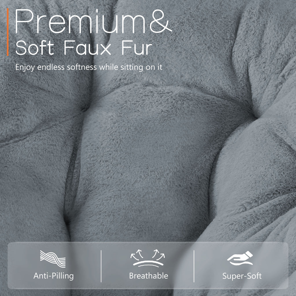 Comfortable disc chairs faux fur furniture bedroom living room adult size white