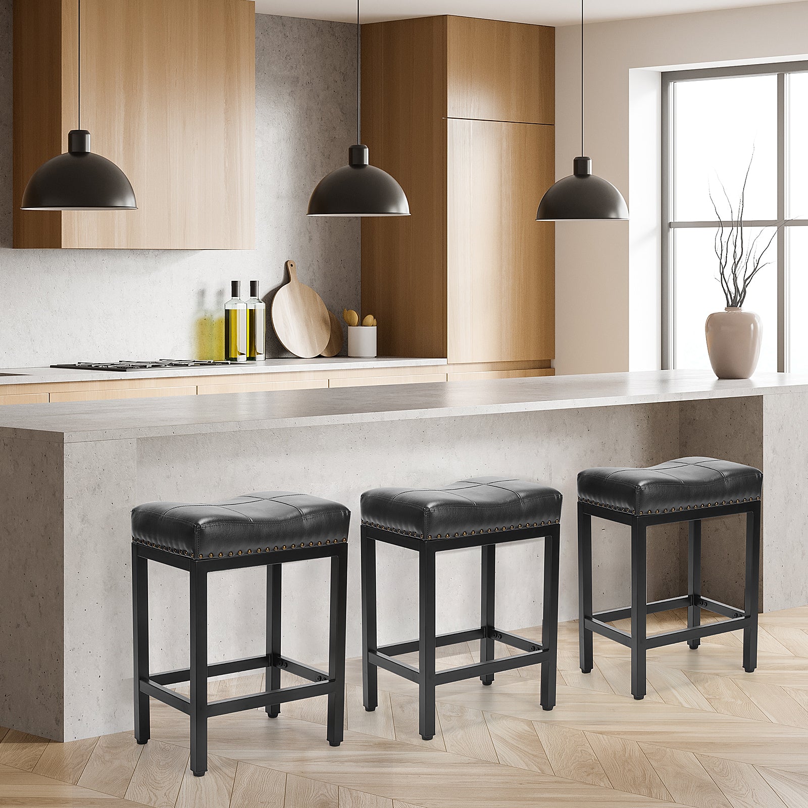Saddle Bar Stool Kitchen Stools, Sturdy Steel Frame