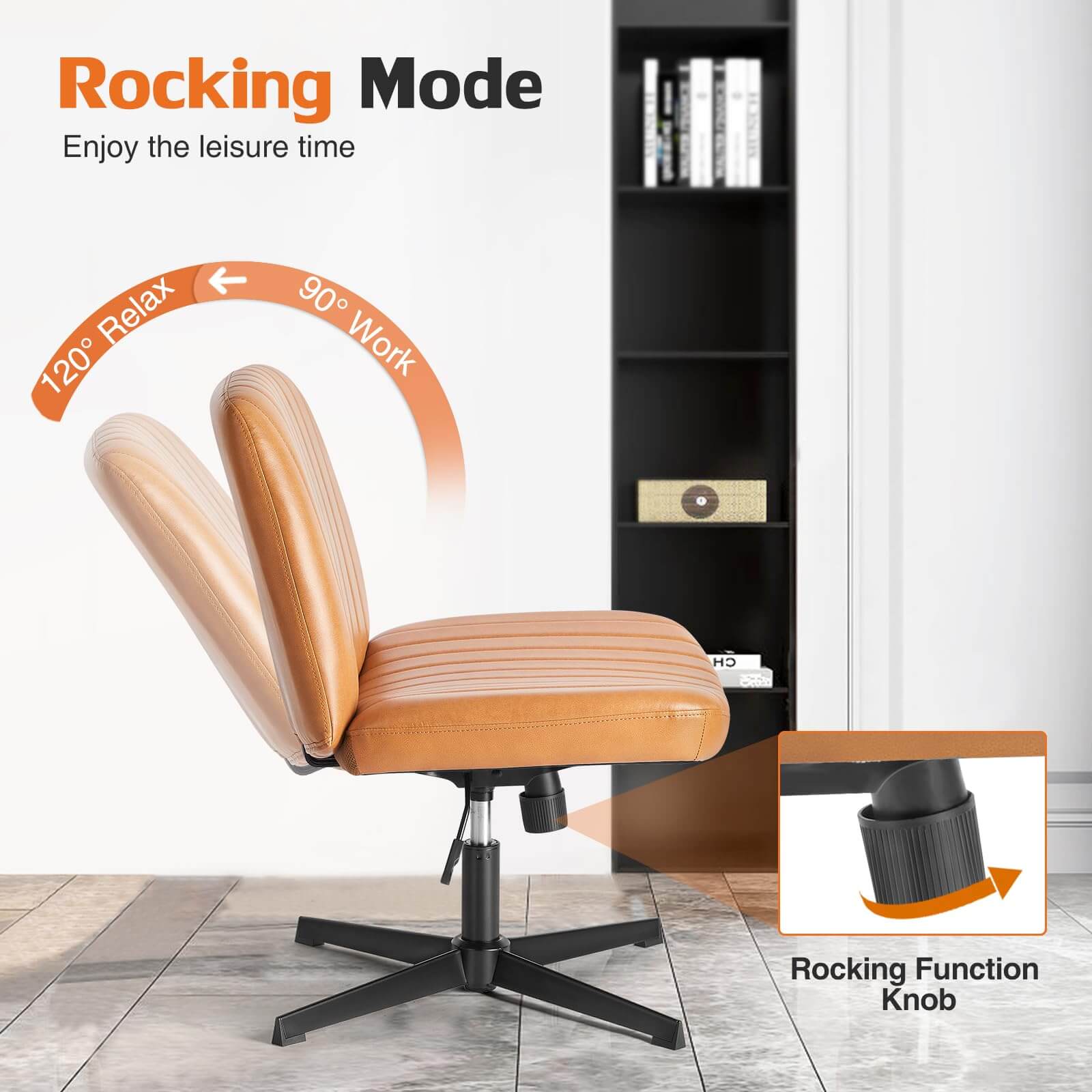 Cross-Legged Chair,No Wheels Armless Swivel Home Office Chair