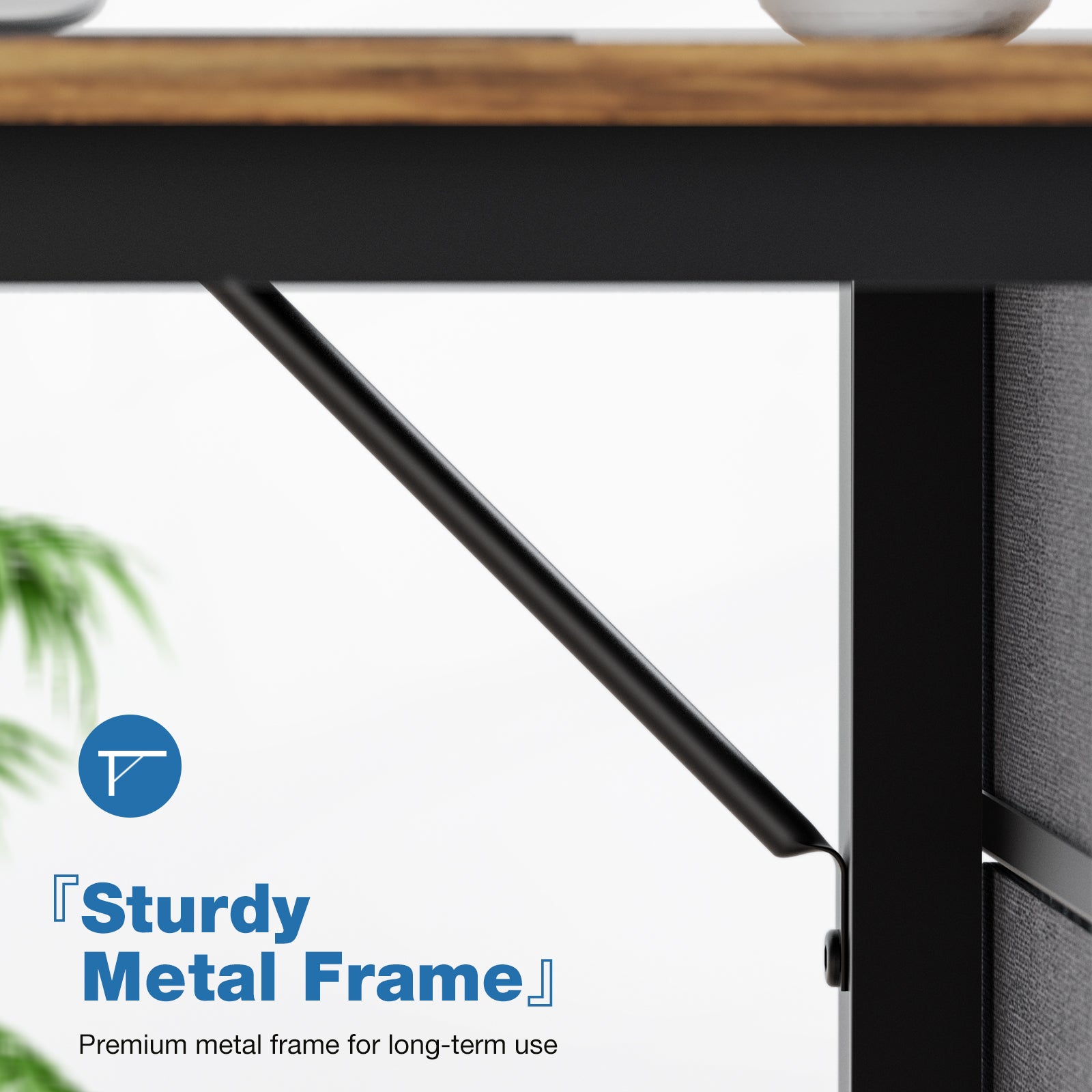 Computer Desk with Drawers 55 Inch Home Office Desk Writing Desk Work Desk PC Table Study Desk with 2-Tier Drawers Storage Shelf Side Hook