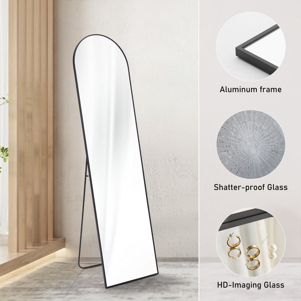 Floor Standing Mirror, Wall Mirror with Stand Aluminum Alloy Thin Frame