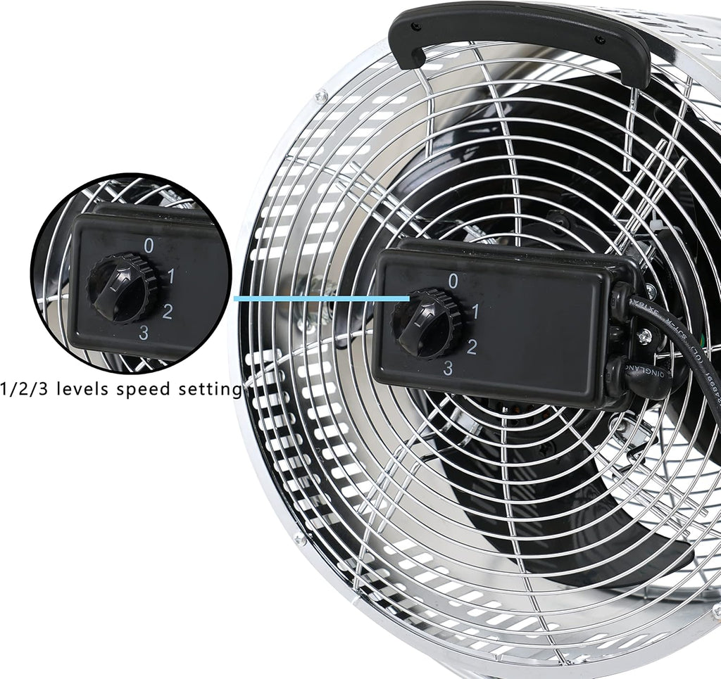 Tripod Pedestal Fan, 3 Speed Adjustment, Multiple Wide Angle Standing Fan, Suitable for Bedroom, Living Room and Office, Silver-10 Inch, 10 Inch