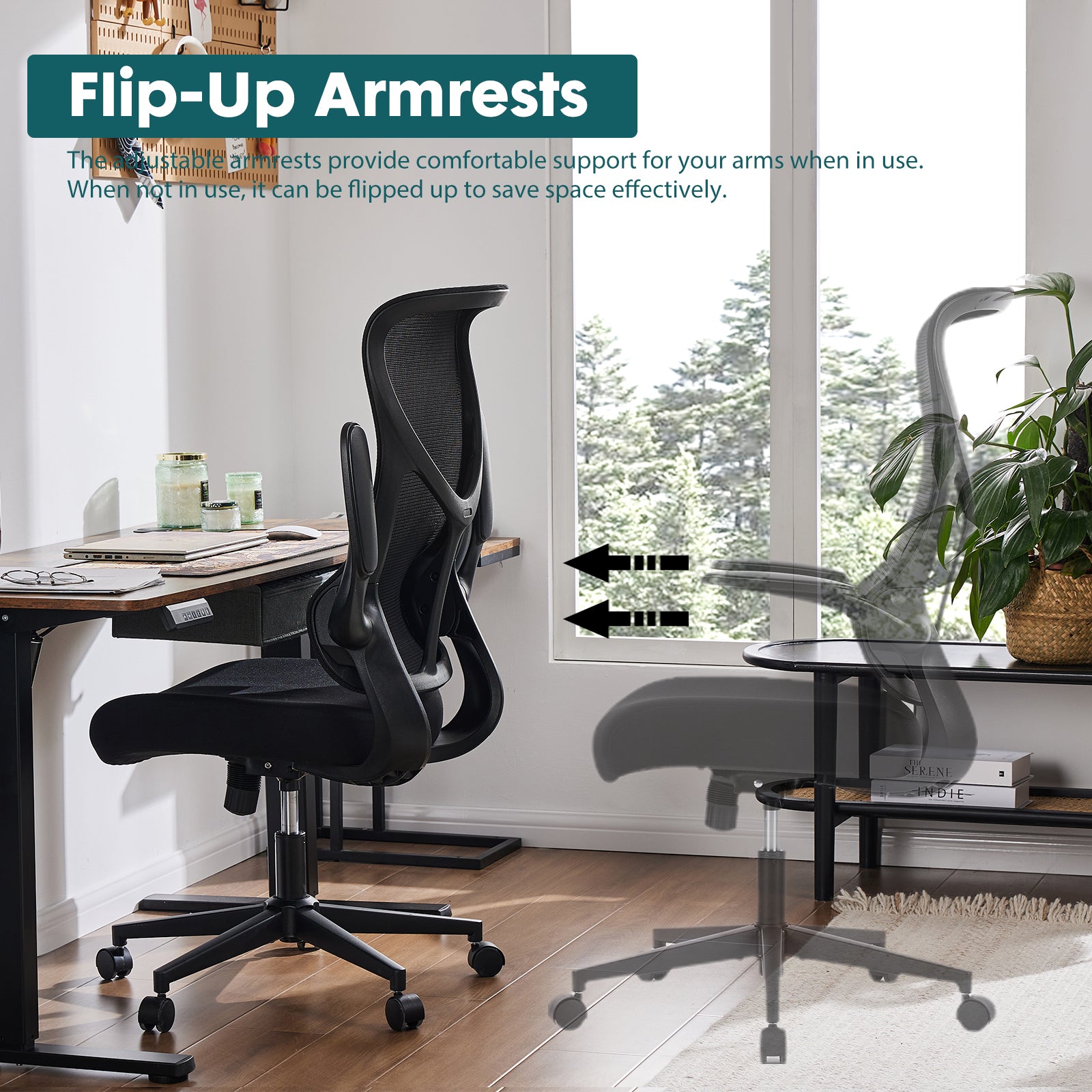 Ergonomic Computer Mesh Chair with Flip-up Armrests,Lumbar Support, Backrest for Home Office