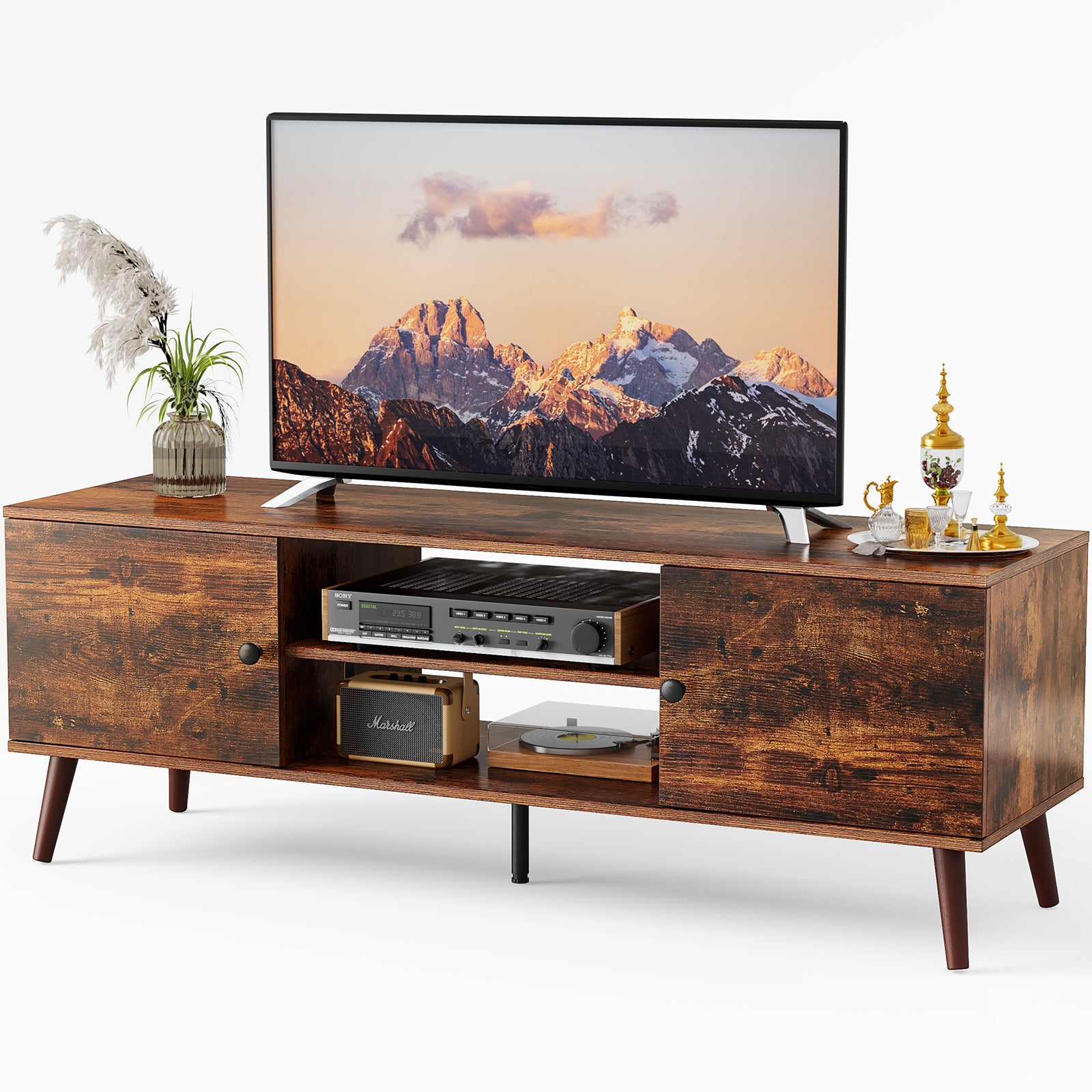Panel TV cabinet can store black cabinets, suitable for home living room office TV cabinet