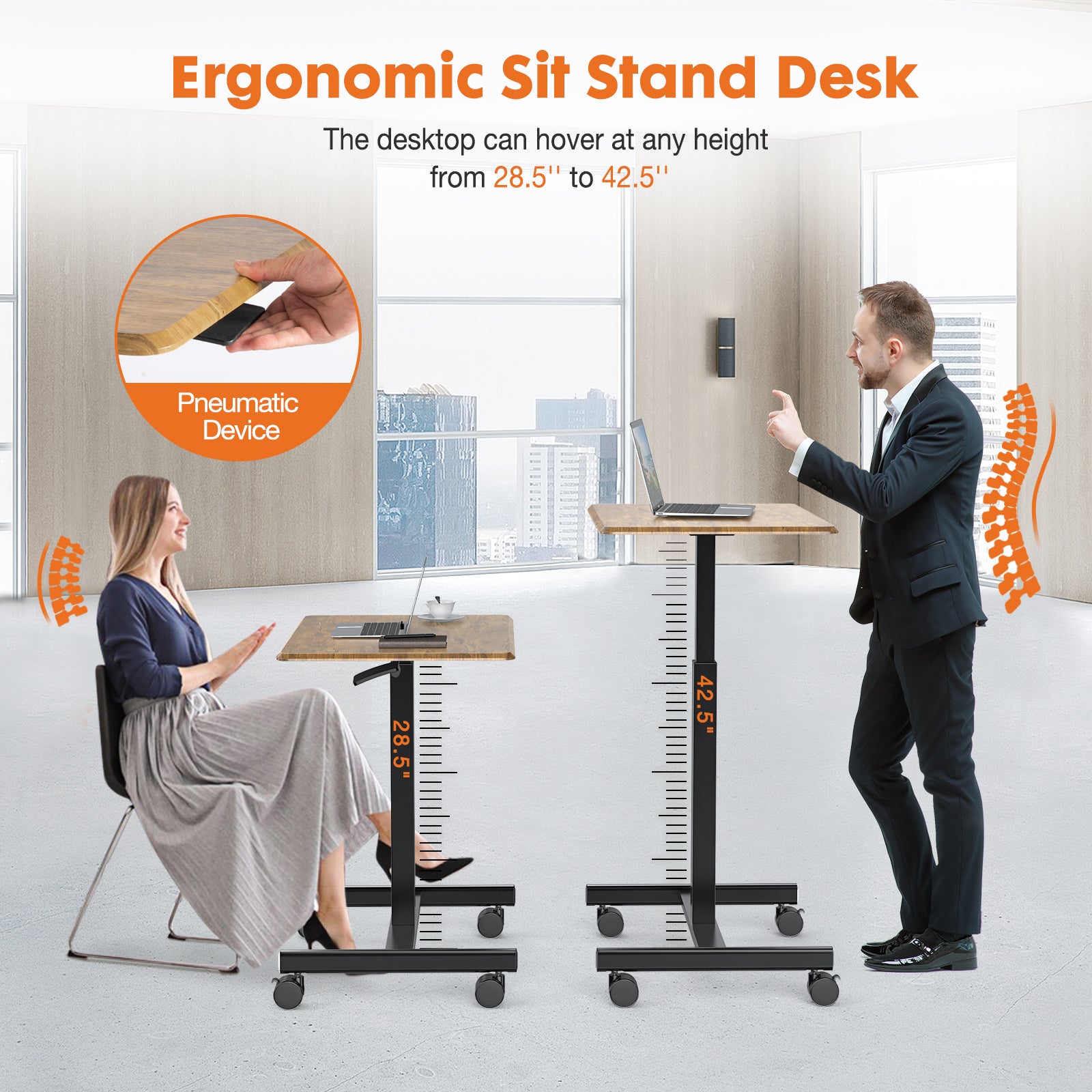 Adjustable Rolling Desk Laptop Computer Cart for Home, Office, Classroom,Overbed Table