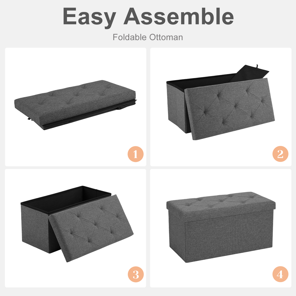 Storage Ottoman with Thicker Foam Padded Seat, Folding Foot Rest for Living Room End of Bed Bench