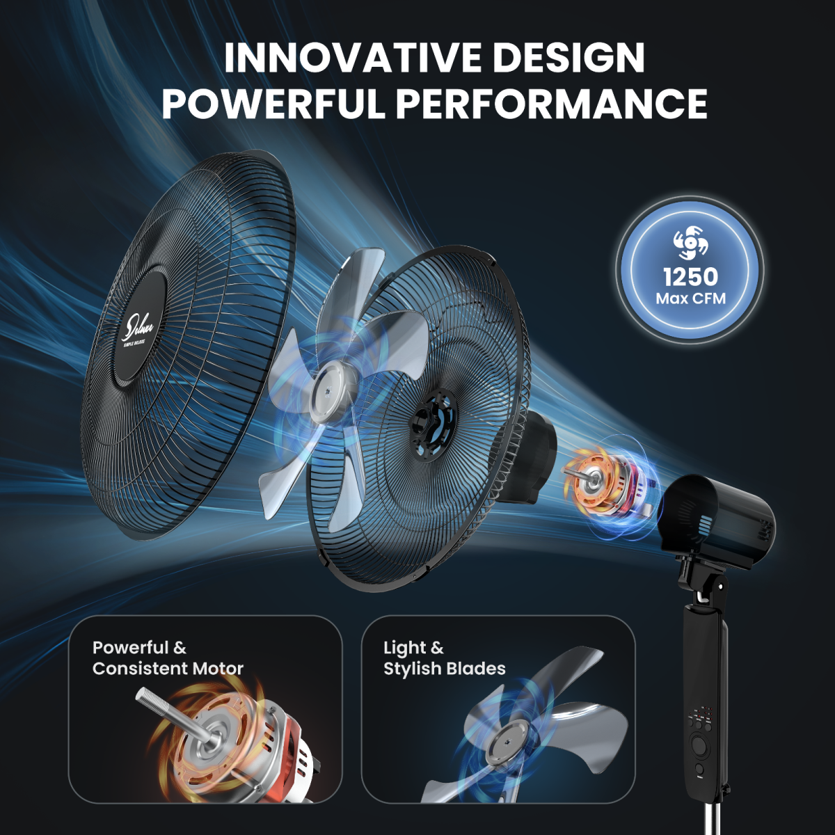 16" Pedestal Fan for Bedroom, 75° Oscillating Standing Floor Fan with 3 Speeds, Powerful 20ft/s Airflow, Adjustable Height & Tilt, Remote Control, for Home & Office