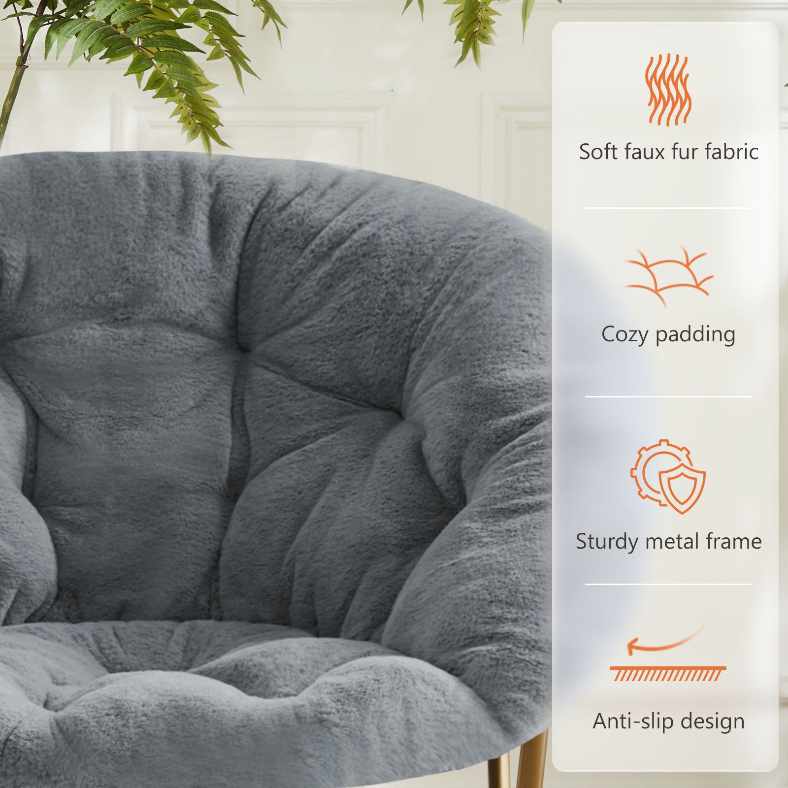 Comfortable disc chairs faux fur furniture bedroom living room adult size white