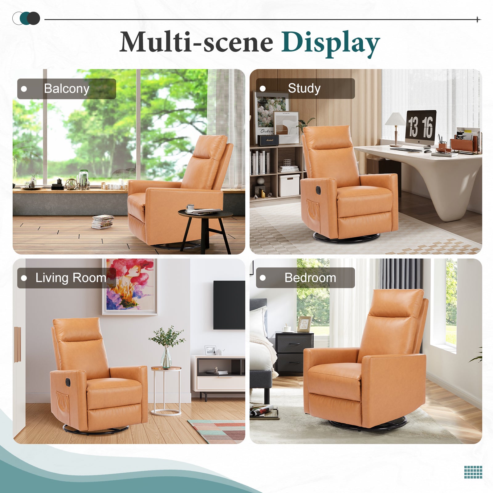 Swivel Recliner Chair, Glider Nursery Chair for Living Room with Extra Large Footrest, High Back, Upholstered Deep Seat