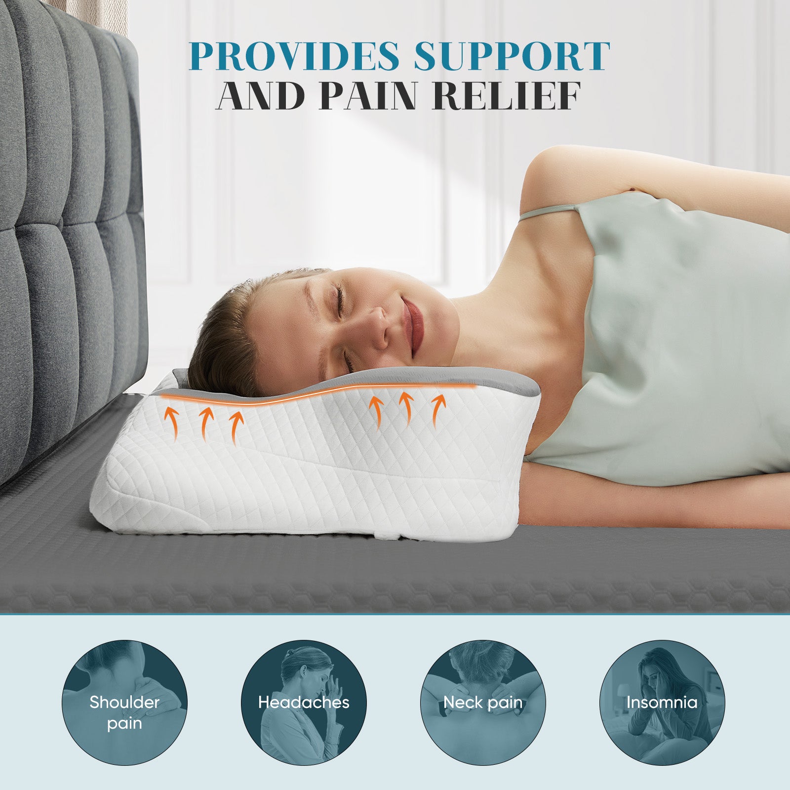 Ergonomic foam neck pillow, neck support, neck protection good sleep