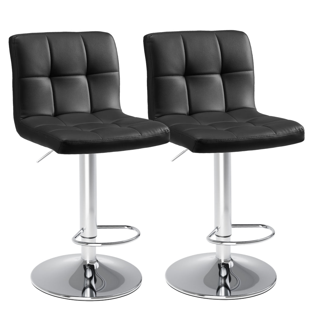 Bar Stools Set of 2, Counter Height Barstools,Square Seat Cushion Barstool with Back, Height Adjustable PU Leather Swivel Barstool