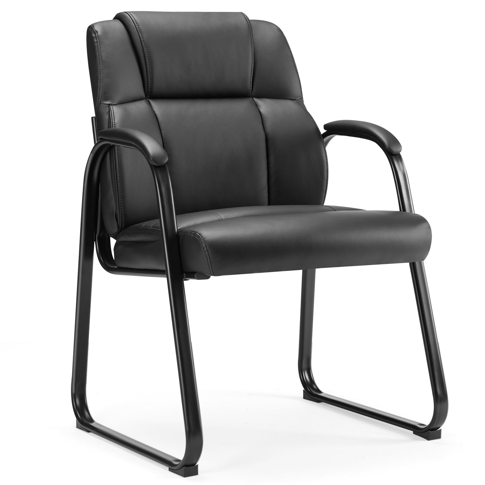 Waiting Room Chairs, Office Desk Guest Chair with Padded Arms for Elderly Home Reception Area Conference Room Lobby Side, Big and Tall PU Leather