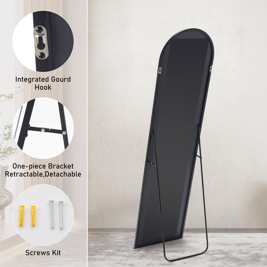 Floor Standing Mirror, Wall Mirror with Stand Aluminum Alloy Thin Frame