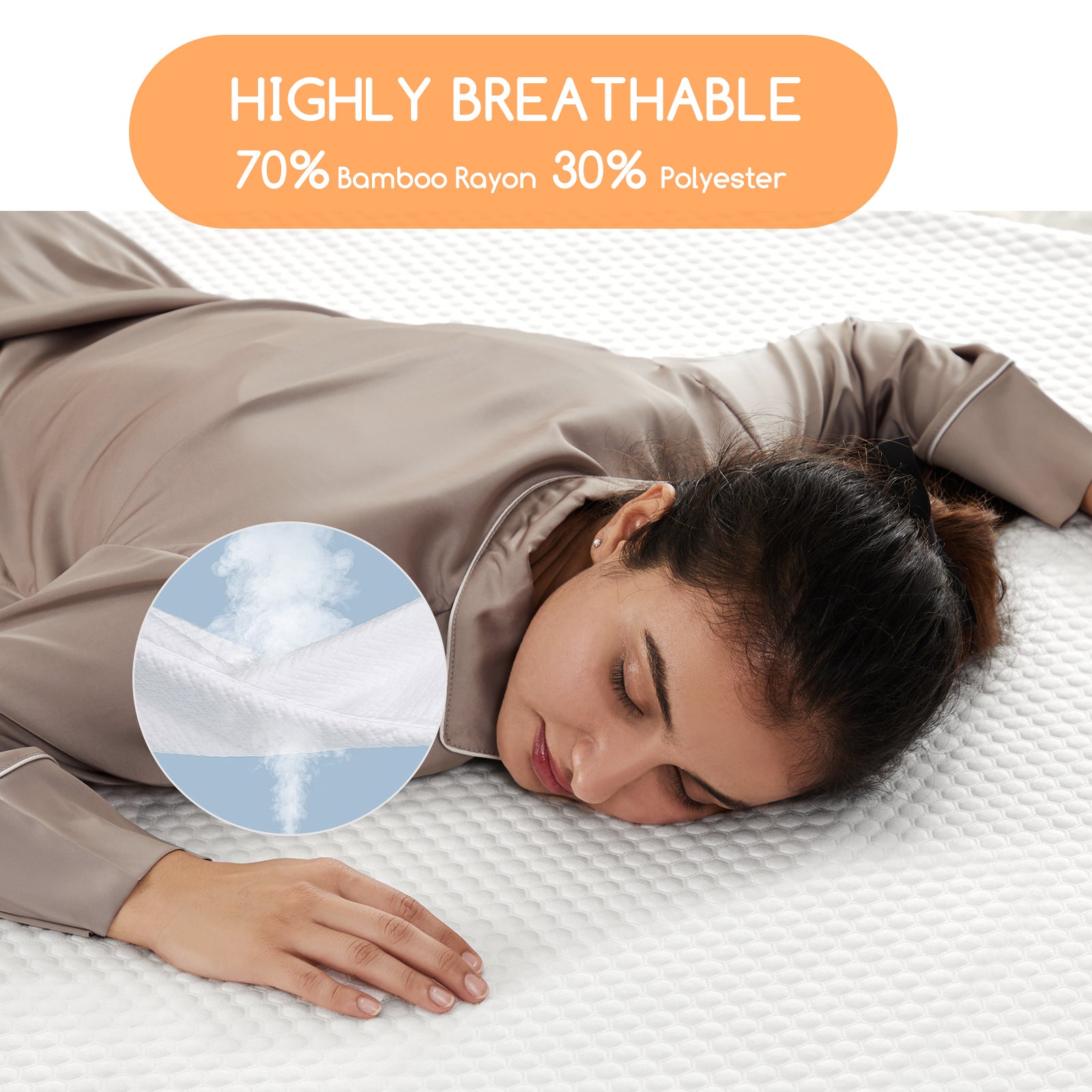 Comfortable Sleeping mattresses, deep Pockets up to 21 inches, Quilted Protective Film, Noise Free, Soft, Breathable White Cover