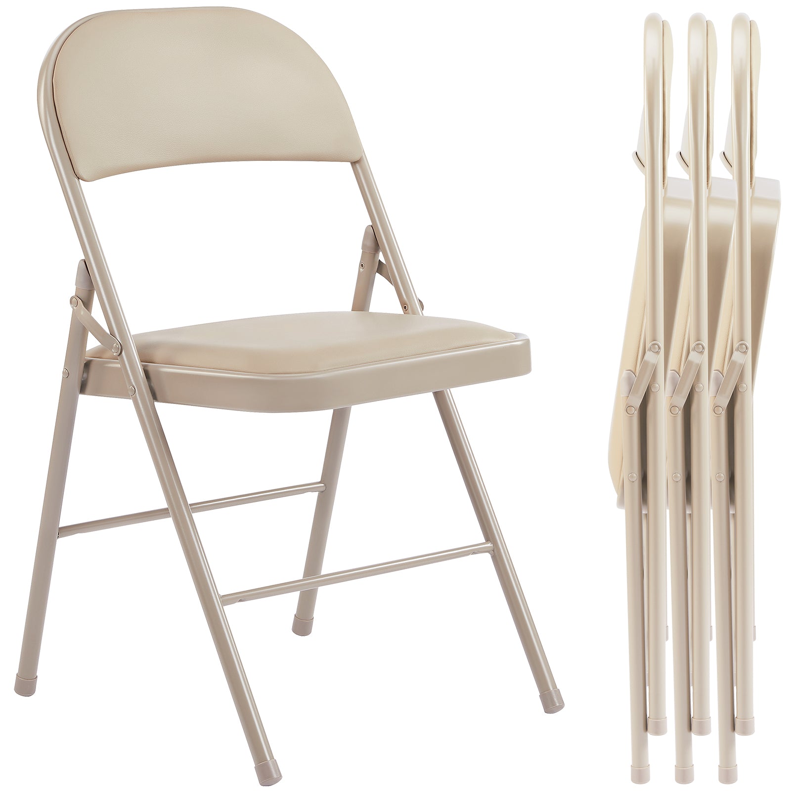 Folding Chair, Leather Padded Folding Chairs, Easy to Use and Store, Outdoor and Indoor, for Home, Office, Party, Comfy, Black