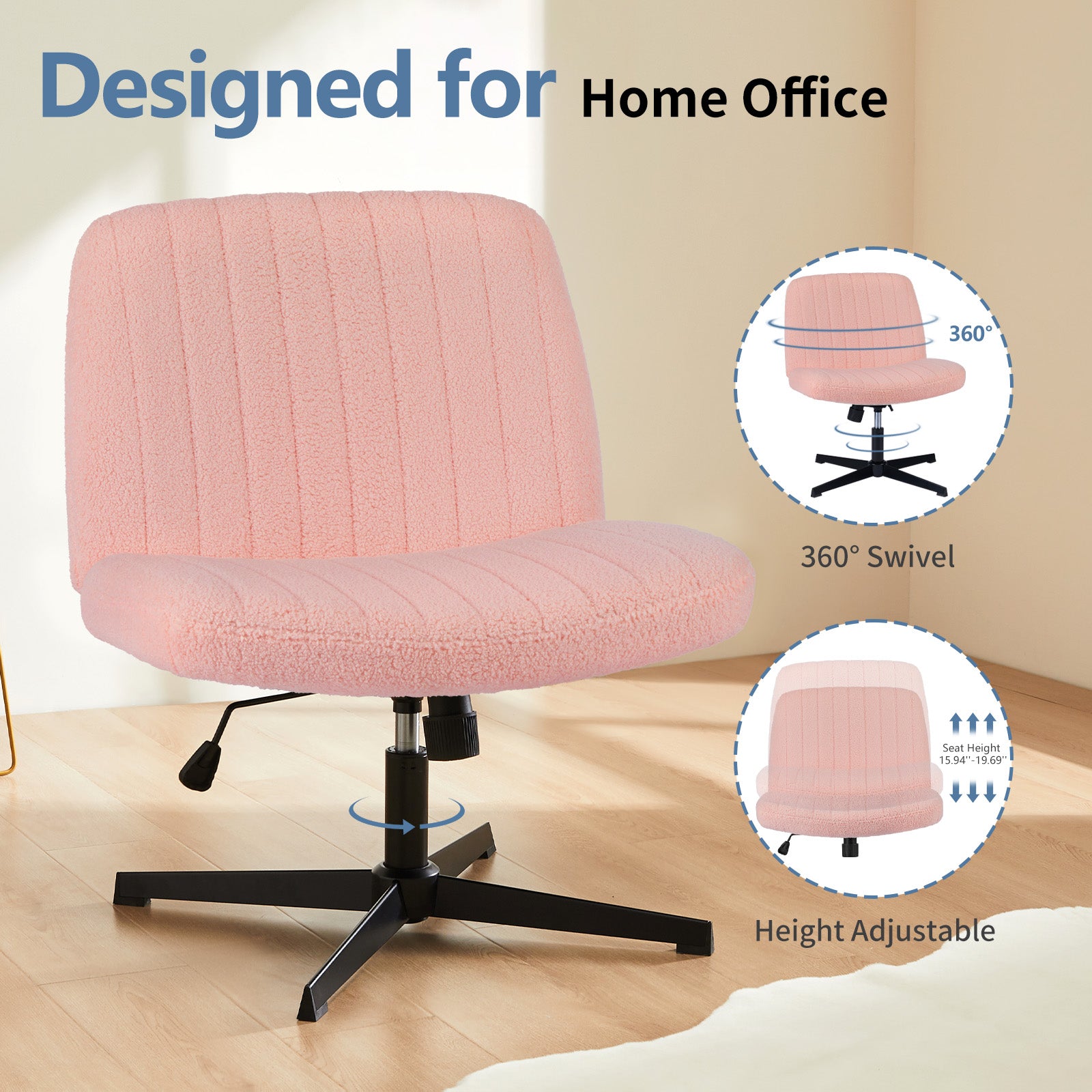 Cross-Legged Chair,No Wheels Armless Swivel Home Office Chair
