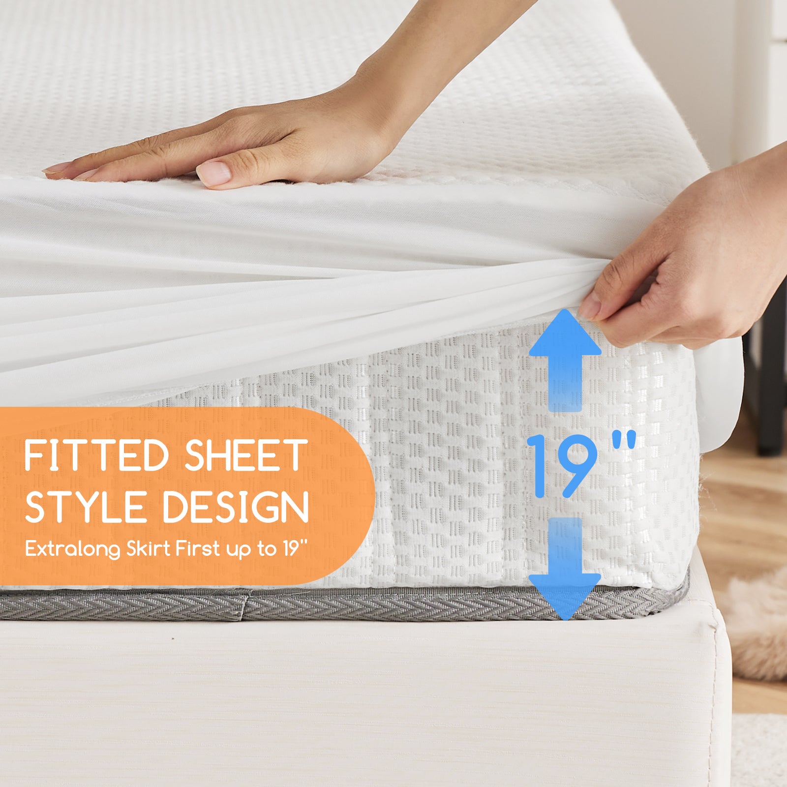 Comfortable Sleeping mattresses, deep Pockets up to 21 inches, Quilted Protective Film, Noise Free, Soft, Breathable White Cover