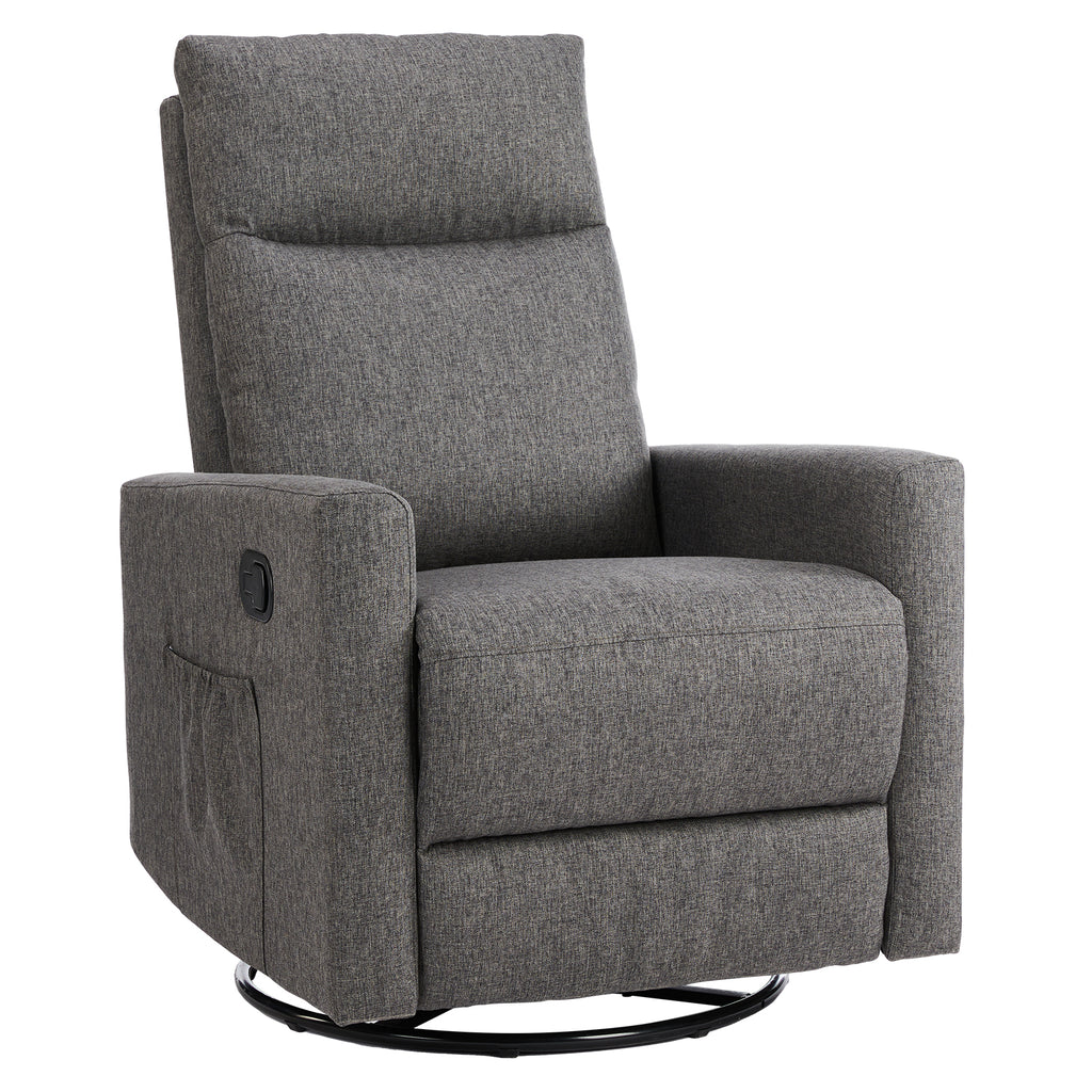 Swivel Recliner Chair, Glider Nursery Chair for Living Room with Extra Large Footrest, High Back, Upholstered Deep Seat