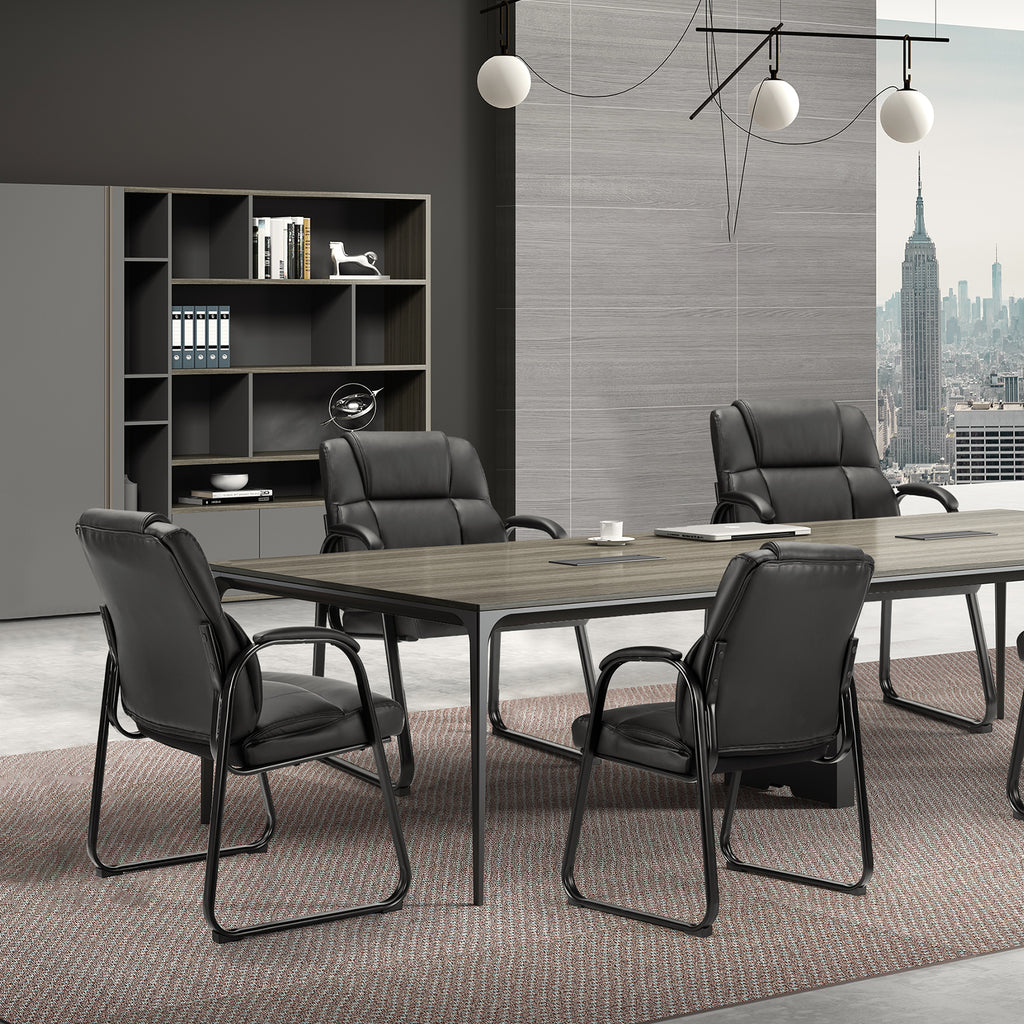 Waiting Room Chairs, Office Desk Guest Chair with Padded Arms for Elderly Home Reception Area Conference Room Lobby Side, Big and Tall PU Leather