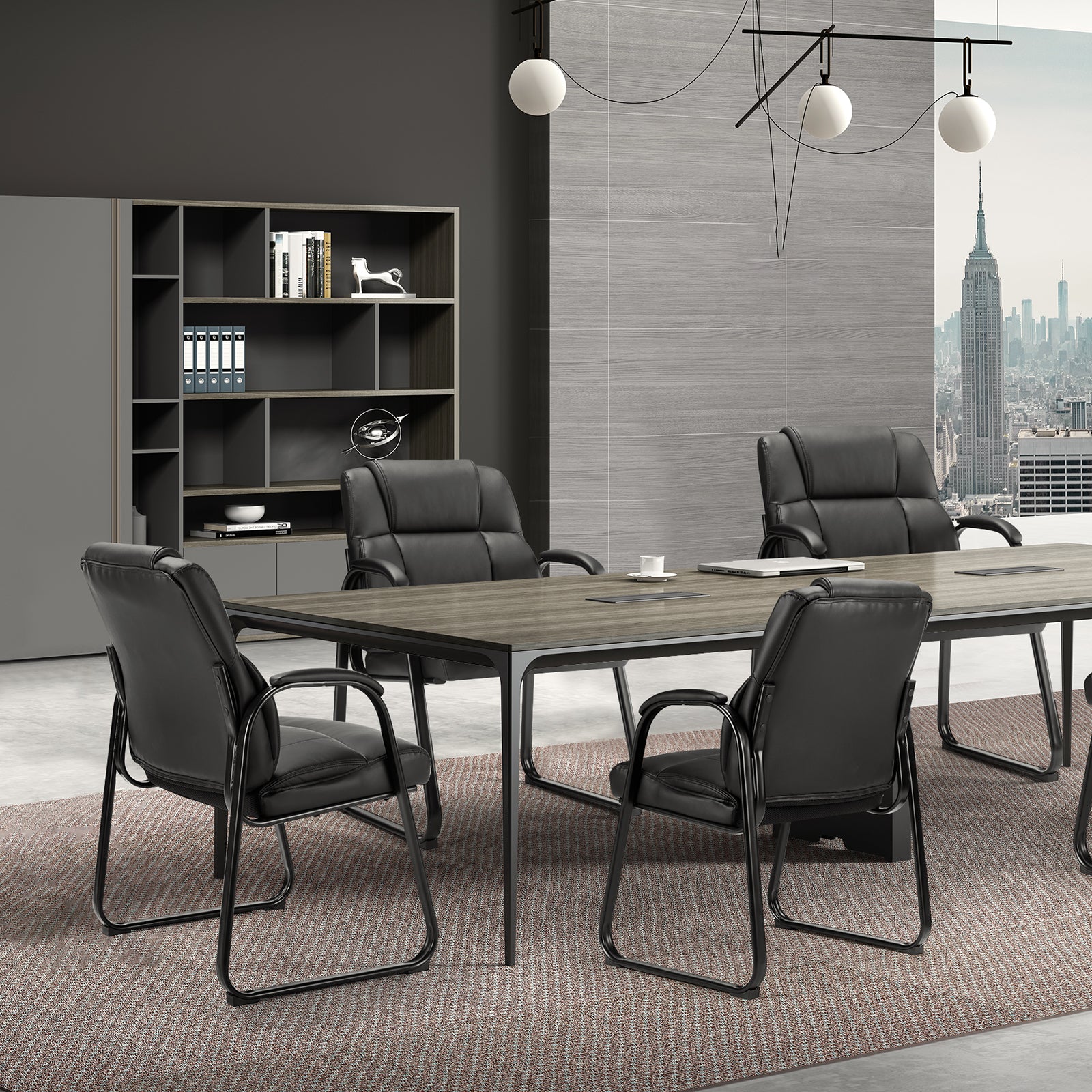 Waiting Room Chairs, Office Desk Guest Chair with Padded Arms for Elderly Home Reception Area Conference Room Lobby Side, Big and Tall PU Leather