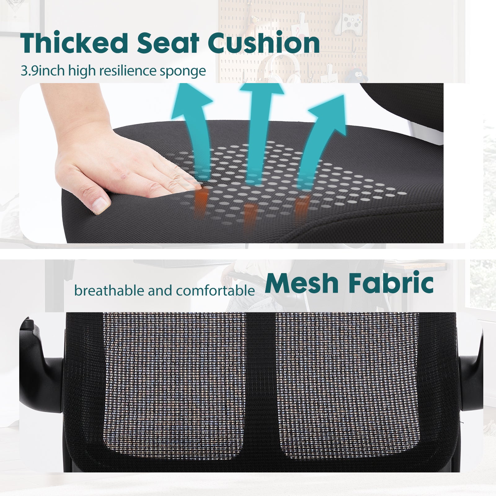 Ergonomic Computer Mesh Chair with Flip-up Armrests,Lumbar Support, Backrest for Home Office