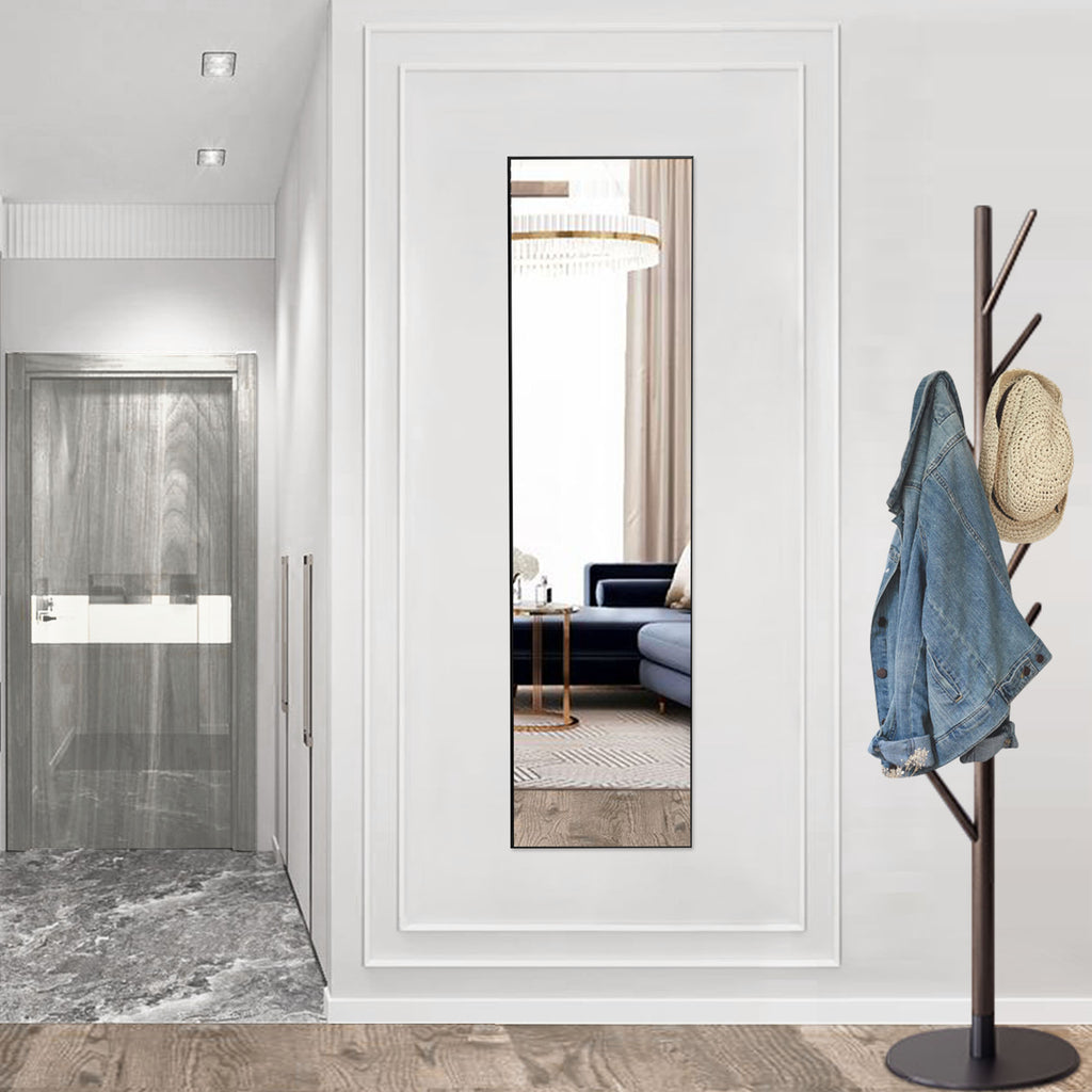 Floor Standing Mirror, Wall Mirror with Stand Aluminum Alloy Thin Frame