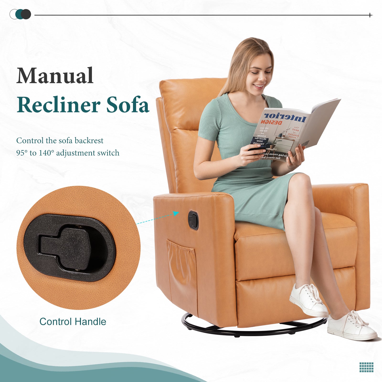 Swivel Recliner Chair, Glider Nursery Chair for Living Room with Extra Large Footrest, High Back, Upholstered Deep Seat