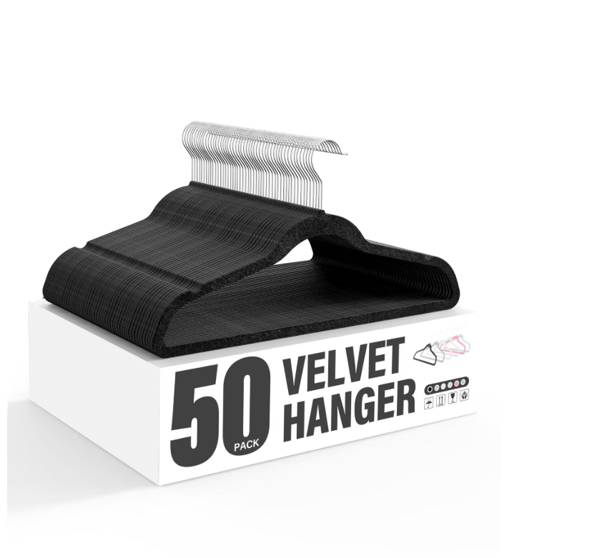 Velvet Hangers 30 Pack, Space Saving Clothes Hangers for Closet, Non-Slip Heavy Duty Coat Hangers for Pants, Shirt, Sweater, Suit & Dress Clothing with 360° Swivel Hook, Black